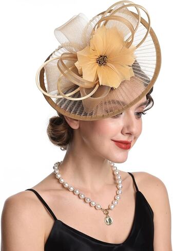 SAFERIN Elegant Women's Fascinator Hat with Veil and Feather Hair Clip Headpiece for Weddings Tea Party in Saudi Arabia