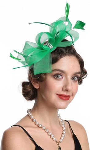 SAFERIN Elegant Women's Fascinator Hat with Veil and Feather Hair Clip Headpiece for Weddings Tea Party in Saudi Arabia