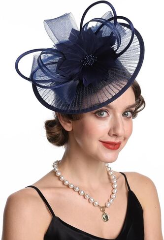 SAFERIN Elegant Women's Fascinator Hat with Veil and Feather Hair Clip Headpiece for Weddings Tea Party in Saudi Arabia
