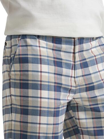 Lee Men's Extreme Motion Flat Front Short, Slate Gray Plaid, 36 in Saudi Arabia