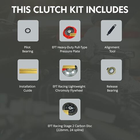طقم القابض EFT Stage 2 مع دولاب الموازنة للسباق لـ 2002-2005 Subaru 5 Speed ​​Impreza WRX EJ205 - مركز نوابض عالي التحمل لتحسين الأداء والمتانة - يأتي مع ضمان العلامة التجارية لمدة 12 شهرًا in Kuwait
