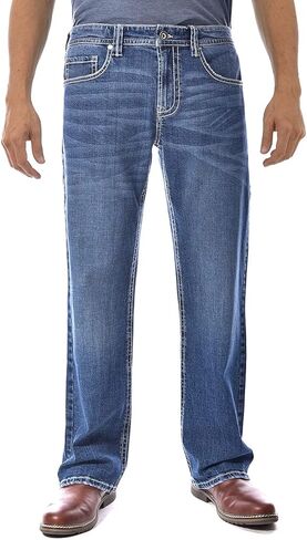 بنطال جينز Axel للرجال بقصة ضيقة - أزرق حجري (غسول متوسط) 38W X 32L in Kuwait