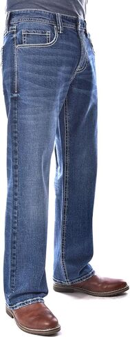 بنطال جينز Axel للرجال بقصة ضيقة - أزرق حجري (غسول متوسط) 38W X 32L in Kuwait