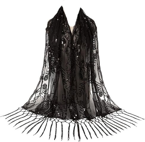 Embroidery Paillette Long Shawl Female Printed Scarf With Fringed Summer Scarves 160 * 60cm For Evening Formal,Shawl in Saudi Arabia