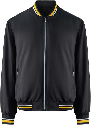 Lightweight Casual Men's Jacket, All-Season Versatile Outerwear for Sports & Outdoor, Trendy Windbreaker Black in Saudi Arabia