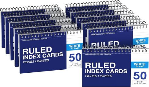 Spiral Bound White Index Cards 3x5 Index Card Book Spiral Flashcards White Note Cards (10 Pack) in Saudi Arabia