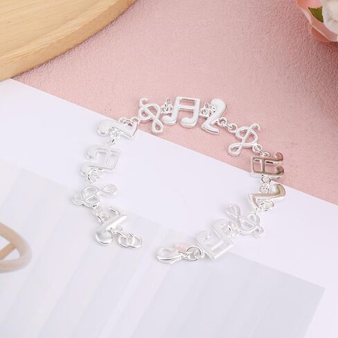 Silver-Plated Musical Note Bracelet, Fun Jewelry for Female Musicians Music Charms Bracelets Birthday Present for Friends Family Lovers Teachers Colleagues in Saudi Arabia