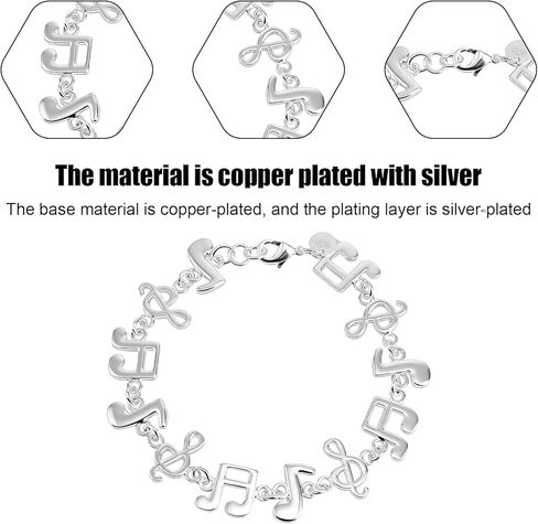 Silver-Plated Musical Note Bracelet, Fun Jewelry for Female Musicians Music Charms Bracelets Birthday Present for Friends Family Lovers Teachers Colleagues in Saudi Arabia