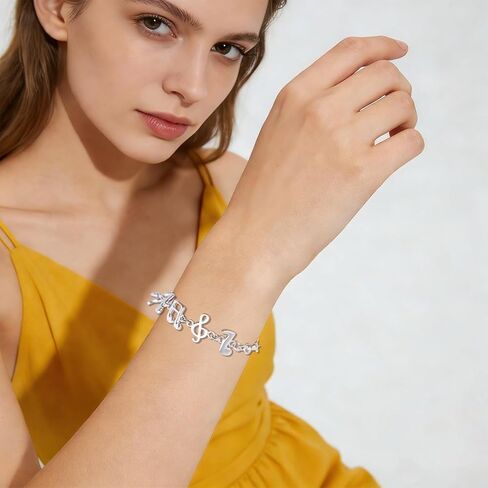 Silver-Plated Musical Note Bracelet, Fun Jewelry for Female Musicians Music Charms Bracelets Birthday Present for Friends Family Lovers Teachers Colleagues in Saudi Arabia