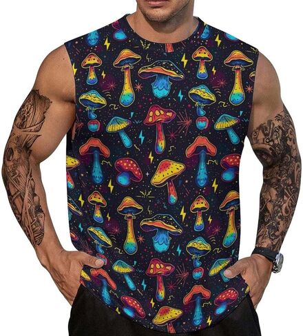 Mens Summer Graphic Workout Tank Tops Gym Sleeveless Muscle Shirt in Saudi Arabia