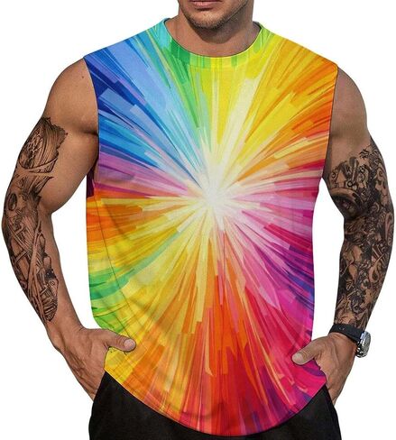 Mens Summer Graphic Workout Tank Tops Gym Sleeveless Muscle Shirt in Saudi Arabia