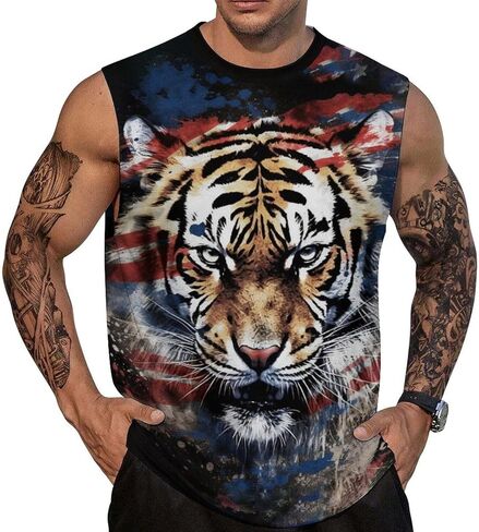 Mens Summer Graphic Workout Tank Tops Gym Sleeveless Muscle Shirt in Saudi Arabia
