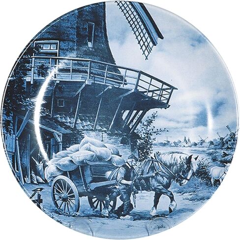 Essence of Europe Gifts Collectible Dutch Gift J.C Van Hunnik Miller Scene Decorative Blue 8" Ceramic Plate | DutchGiftOutlet in Saudi Arabia