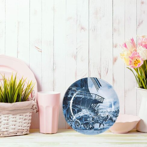 Essence of Europe Gifts Collectible Dutch Gift J.C Van Hunnik Miller Scene Decorative Blue 8" Ceramic Plate | DutchGiftOutlet in Saudi Arabia