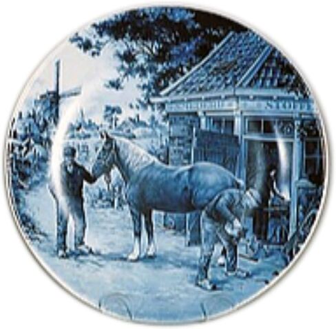 Essence of Europe Gifts Collectible Dutch Gift J.C Van Hunnik Blacksmith Decorative 8" Blue Ceramic Plate | DutchGiftOutlet in Saudi Arabia