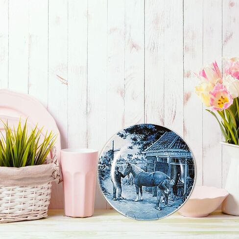 Essence of Europe Gifts Collectible Dutch Gift J.C Van Hunnik Blacksmith Decorative 8" Blue Ceramic Plate | DutchGiftOutlet in Saudi Arabia