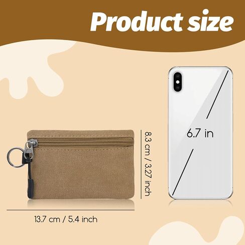 Lightweight Small Zip Purse, Washable Canvas Wallet with Keychain and Zipper Pocket for Cards, Coin, Keys, Portable Mini Money Pouch for Daily Use, Shopping, Travelling (Black) in Saudi Arabia