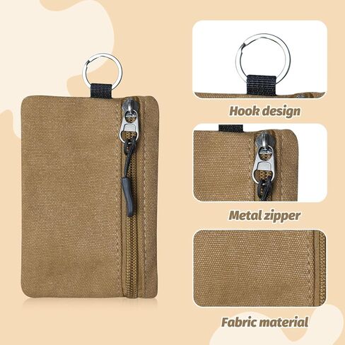 Lightweight Small Zip Purse, Washable Canvas Wallet with Keychain and Zipper Pocket for Cards, Coin, Keys, Portable Mini Money Pouch for Daily Use, Shopping, Travelling (Black) in Saudi Arabia