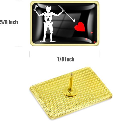 12/24/50/100Pcs Pirate Edward Teach Flag Lapel Pins Bulk - Metal Red Heart BlackBeard Flag Brooch Badge Souvenir for Men Women Clothes Bags Hats in Saudi Arabia