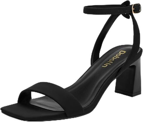 كعب واسع العرض للنساء أحذية رسمية 2.64 بوصة صنادل كعب مكتنزة مربعة مفتوحة عند أصابع القدم وشريط للكاحل لحفلات الزفاف ووصيفات العروس والحفلات الراقصة مريحة in Kuwait