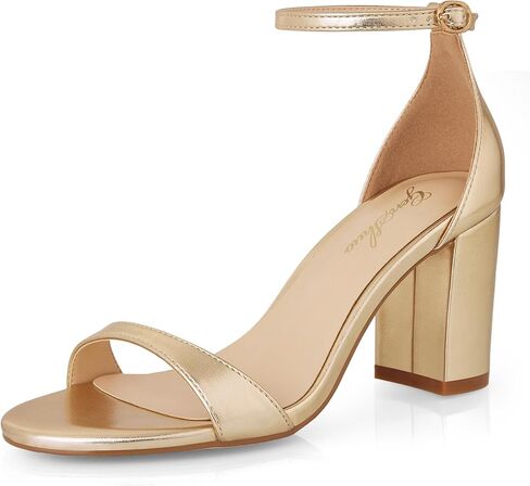 GENSHUO Women’s Ankle Strap Block Heel Sandals 3 Inch Chunky Heeled Dress Shoes Open Toe Single Strap Sandals for Wedding Party Work in Saudi Arabia