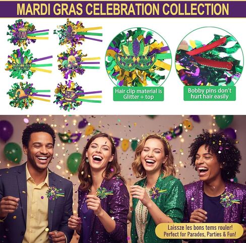 45Pcs Mardi Gras Accessories, Featuring Masks, Hairpieces, Necklaces and Hairpins—perfect for Carnival-Themed Parties. in Saudi Arabia