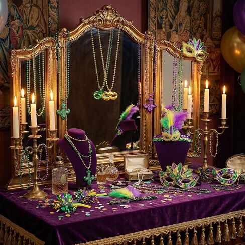 45Pcs Mardi Gras Accessories, Featuring Masks, Hairpieces, Necklaces and Hairpins—perfect for Carnival-Themed Parties. in Saudi Arabia