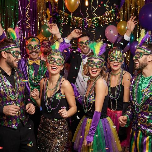45Pcs Mardi Gras Accessories, Featuring Masks, Hairpieces, Necklaces and Hairpins—perfect for Carnival-Themed Parties. in Saudi Arabia