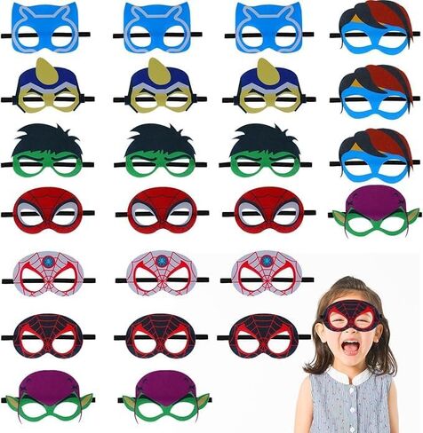 أقنعة iFedio للأطفال، 24 عبوة من أقنعة هدايا الحفلات، لوازم الحفلات التنكرية، هدية عيد ميلاد، قناع لباد الهالوين لديكورات الأطفال المفضلة in Kuwait