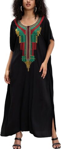Embroidered Kaftan Dress Boho Beach Bikini Cover Up Robe Plus Size Loungewear for Women in Saudi Arabia