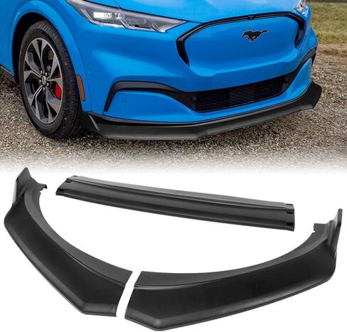 EPARTS ABS البلاستيك 3PCS GT-Style الجبهة الوفير الشفاه الفاصل طقم الجسم حماية الكسوة متوافق مع 2021 2022 2023 2024 2025 Ford Mustang Mach-E (مطلي باللون الأسود) in Kuwait