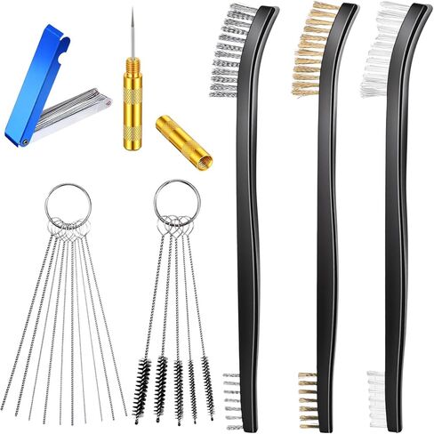 Carburetor Cleaning Kit, Torch Tip Cleaner Include 13 Wires 3 Double-Headed Brushes 8 Nylon Brushes 10 Needles 1 Sharp Pick for Motorcycle ATV Chainsaw Welder in Saudi Arabia