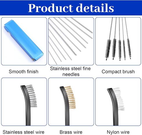 Carburetor Cleaning Kit, Torch Tip Cleaner Include 13 Wires 3 Double-Headed Brushes 8 Nylon Brushes 10 Needles 1 Sharp Pick for Motorcycle ATV Chainsaw Welder in Saudi Arabia