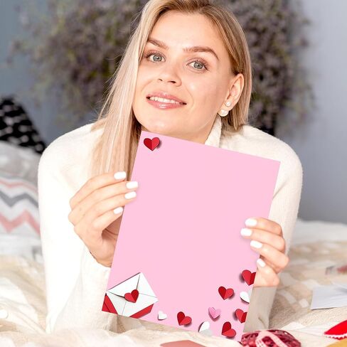 60 ورقة من ورق القرطاسية لعيد الحب، ورق كتابة ذو رأسية على شكل قلب أحمر وردي للملاحظات وبطاقات التهنئة والطباعة المكتبية، 8.5 × 11 بوصة، جانب واحد in Saudi Arabia