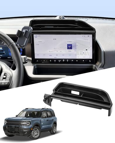 حامل هاتف السيارة PZK لعام 2025 2026 Ford Bronco Sport Accessories قفل تلقائي للهاتف المحمول للسيارة مخصص مقاس 13.2 بوصة صندوق تخزين لوحة القيادة خلف دوران 360 درجة بدون استخدام اليدين ولا يؤثر على فتحة التهوية in Kuwait