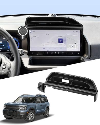 حامل هاتف السيارة PZK لعام 2025 2026 Ford Bronco Sport Accessories قفل تلقائي للهاتف المحمول للسيارة مخصص مقاس 13.2 بوصة صندوق تخزين لوحة القيادة خلف دوران 360 درجة بدون استخدام اليدين ولا يؤثر على فتحة التهوية in Kuwait
