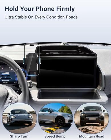 حامل هاتف السيارة PZK لعام 2025 2026 Ford Bronco Sport Accessories قفل تلقائي للهاتف المحمول للسيارة مخصص مقاس 13.2 بوصة صندوق تخزين لوحة القيادة خلف دوران 360 درجة بدون استخدام اليدين ولا يؤثر على فتحة التهوية in Kuwait