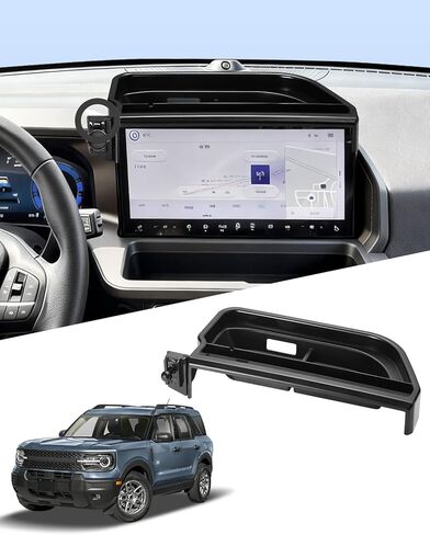 حامل هاتف السيارة PZK لعام 2025 2026 Ford Bronco Sport Accessories قفل تلقائي للهاتف المحمول للسيارة مخصص مقاس 13.2 بوصة صندوق تخزين لوحة القيادة خلف دوران 360 درجة بدون استخدام اليدين ولا يؤثر على فتحة التهوية in Kuwait