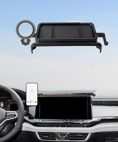 Car Phone Holder for 2024 2025 VW Atlas/Altas Cross Sport Accessories Apply to 12 Inch Screen Fixed Clip Magnetic Cell Phone Mount 360 Degree Rotation with Dashboard Storage Tray in Saudi Arabia
