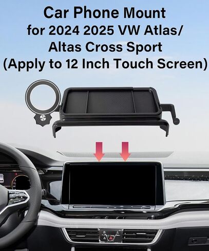 Car Phone Holder for 2024 2025 VW Atlas/Altas Cross Sport Accessories Apply to 12 Inch Screen Fixed Clip Magnetic Cell Phone Mount 360 Degree Rotation with Dashboard Storage Tray in Saudi Arabia