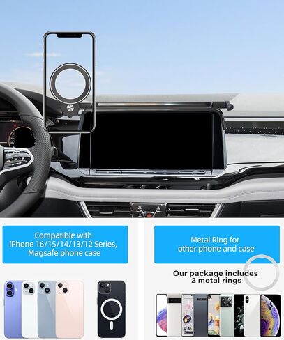 Car Phone Holder for 2024 2025 VW Atlas/Altas Cross Sport Accessories Apply to 12 Inch Screen Fixed Clip Magnetic Cell Phone Mount 360 Degree Rotation with Dashboard Storage Tray in Saudi Arabia