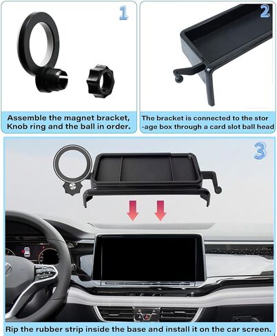 Car Phone Holder for 2024 2025 VW Atlas/Altas Cross Sport Accessories Apply to 12 Inch Screen Fixed Clip Magnetic Cell Phone Mount 360 Degree Rotation with Dashboard Storage Tray in Saudi Arabia