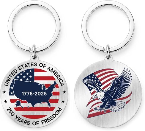 America 250 Keychain - USA 250th Anniversary 1776–2026 Stainless Steel Eagle Key Chain Gift, 250 Years of Freedom Commemorative Keepsake in Saudi Arabia