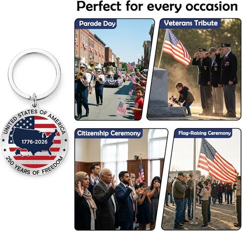 America 250 Keychain - USA 250th Anniversary 1776–2026 Stainless Steel Eagle Key Chain Gift, 250 Years of Freedom Commemorative Keepsake in Saudi Arabia