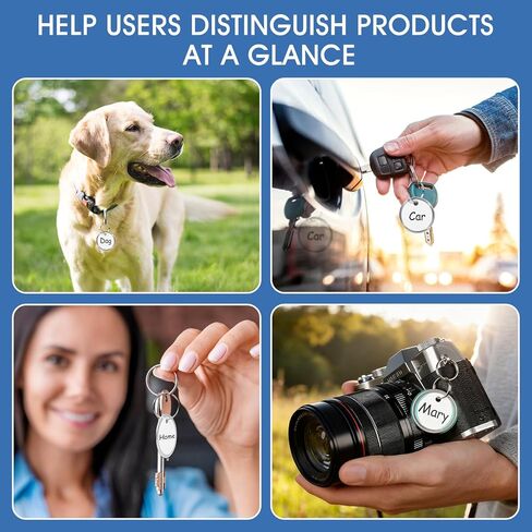 60 حزمة من علامات المفاتيح الورقية مع حلقات معدنية - ملصقات مفاتيح بيضاء قابلة للكتابة للاسم والأمتعة والحقائب وحقيبة الظهر - علامات مفاتيح مقاس 1.2 بوصة مع ملصقات in Kuwait