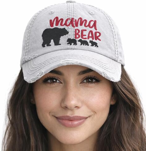 قبعة نسائية اختر عدد الأشبال والأطفال، قبعة بيسبول ماما بير أو قبعة ذيل حصان عالية، قبعة هدية مطرزة للتوائم الزوجة والأم in Kuwait