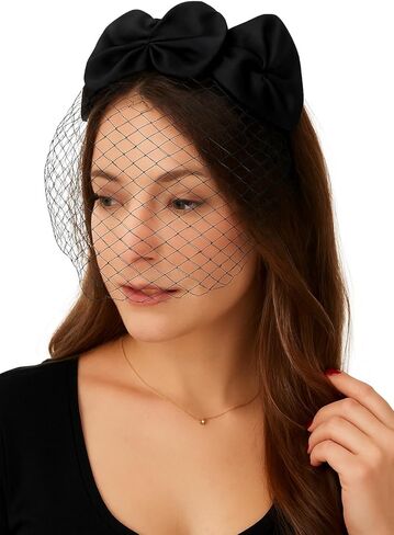 MODM Birdcage Veil with Hand-Sewn Floral Fascinator, French Net Headpiece Face Veil for Special Occasions in Saudi Arabia