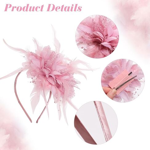 Fascinators Hats for Women 1920s Feather Fascinators Headband Tea Party Flower Hats for Cocktail Wedding Party in Saudi Arabia