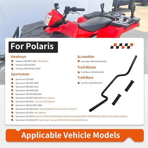 Heavy Duty Handlebar W/Grips for Polaris Sportsman Hawkeye Trail Blazer Boss 300 325 330 400 500 570 700 800 2006-2019 5244581-067 5413578-070 in Saudi Arabia