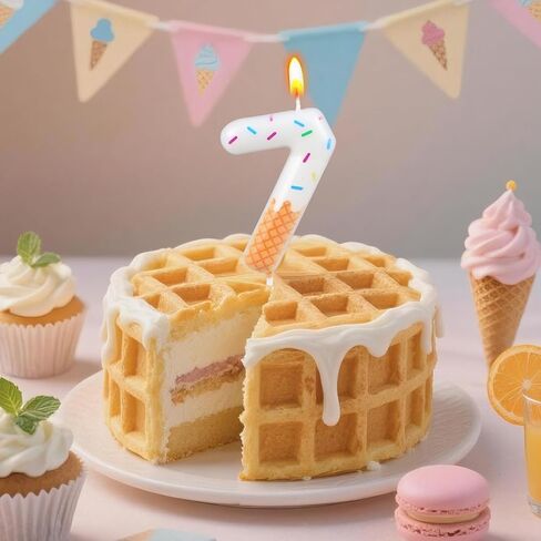 6 7 Birthday Decorations, 67 Birthday Decorations Candles, 6 Candle, 7 Candle,Ice Cream Number Candles for Birthday Cake Women, 6th Birthday Party, Donut Party Decoration in Kuwait